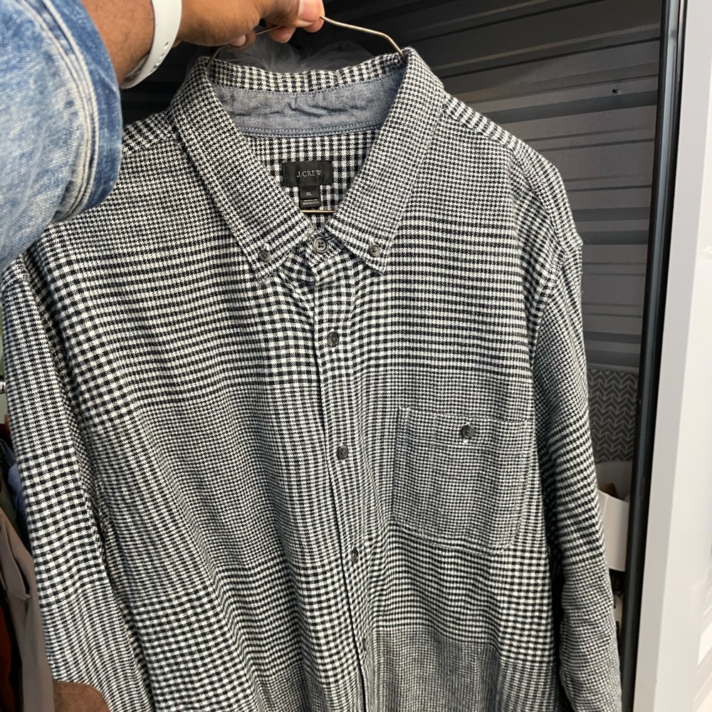 Wool Blend Leather Elbow Patch Houndstooth Shirt